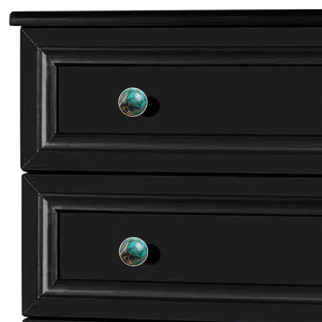 Decorative Teal Guld Marble Orb Knopp (Skapare uppladdad)