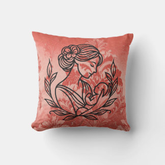 Decorative Throw Pillow – Mother and Child Floral  Kudde