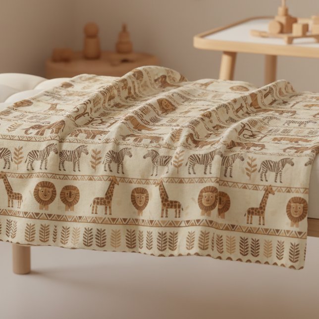 Decorative Tribal Border Safari ID1243 Fleecefilt (Skapare uppladdad)