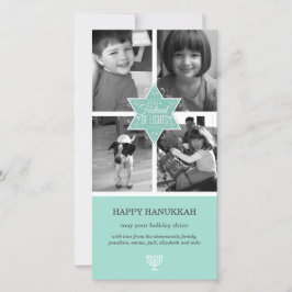 Decorative Typography Aqua Star of David Hanukkah Julkort