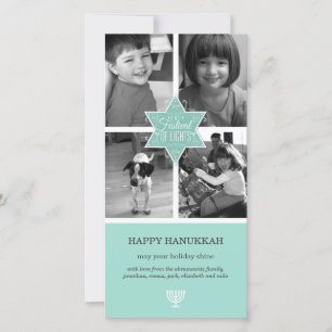 Decorative Typography Aqua Star of David Hanukkah Julkort