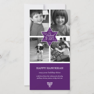 Decorative Typography Lila Star Hanukkah Julkort