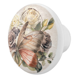 Decorative watercolor floral butterfly French art Knopp