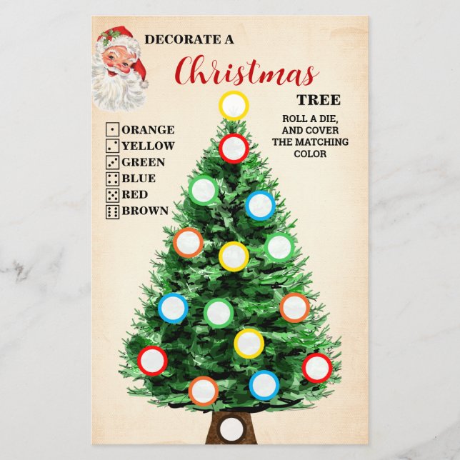 Decorera ett Julgran-spelkort Flygblad (Framsidan)