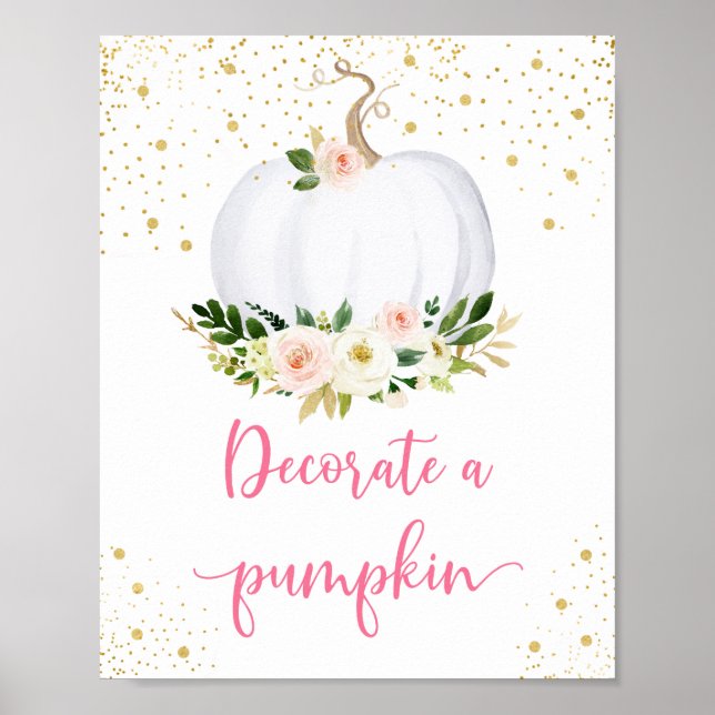 Decorera ett Pumpkin Rosa Guld Birthday-tecken Poster (Framsidan)