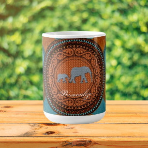 Decorerad elefantkaffe Mugg
