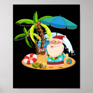 Decorerad Handflatan Träd Tropical Julafton Coconu Poster