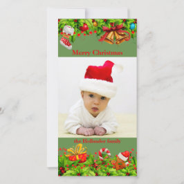 Decorerad Holly med fotojul Julkort