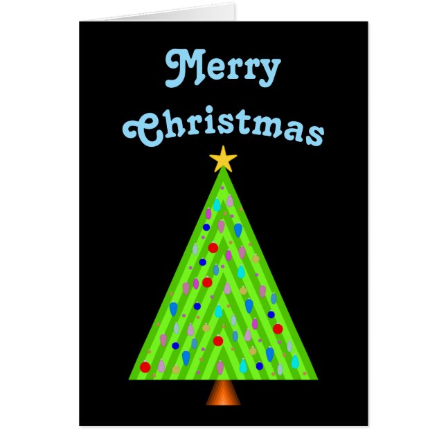 Decorerad Julgran + God jul Hälsningskort (Framsidan)