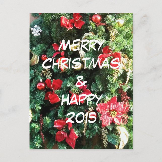 Decorerad Julgran Helg Vykort (Framsida)