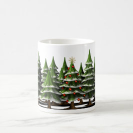 Decorerad Julgran i en fredlig skog Kaffemugg