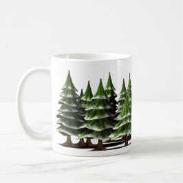 Decorerad Julgran i en fredlig skog Kaffemugg