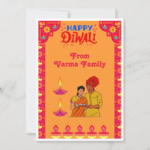 Decorerad Orange Lycklig Diwali