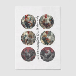 Decoupage 3" Snow Globe Moulds Roosters Red Barn