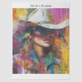 Decoupage Abstract Cowgirl 16x20 Canvas 
