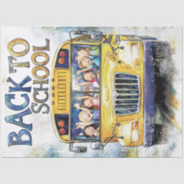 Decoupage Back to school Buss med barn