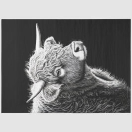 Decoupage Black White Highland Cow Bläck Teckning