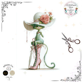 Decoupage Catwalk Green Cat Parasol Polka Dot Boot