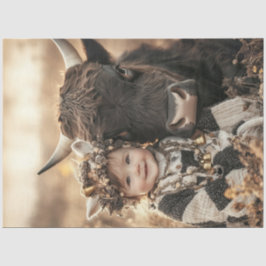 Decoupage Child Highland Cow i Fält