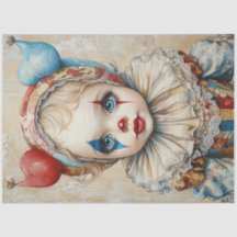 Decoupage Circus Girl Clown Jester