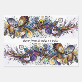 Decoupage Drawer Front 29x8 Teardrop Motif Vibrant