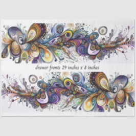 Decoupage Drawer Front 29x8 Teardrop Motif Vibrant