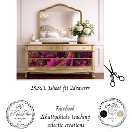 Decoupage Drawer Front Panel Paisley Fuchsia Gold