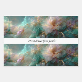 Decoupage Drawer Front Soft Petals Teals Gold