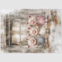 Decoupage Fairy Tale Whimsical Little Pigs