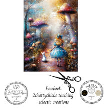 Découpage fantasifull blond flicka & kanin skog