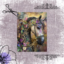 Decoupage Fantasy Royal Mane Horse Porträtt