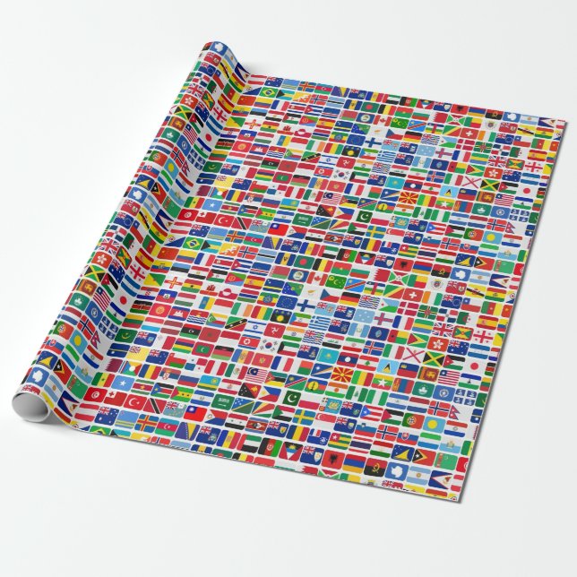 Decoupage Flaggor för World All Land Nation Presentpapper (Utrullad)