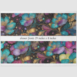 Decoupage Floral Drawer Front 29x8 Purple Gold
