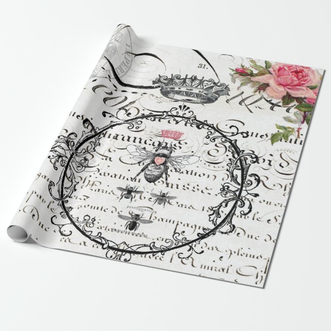 Decoupage för drottningbimöblemang affisch presentpapper (Utrullad)