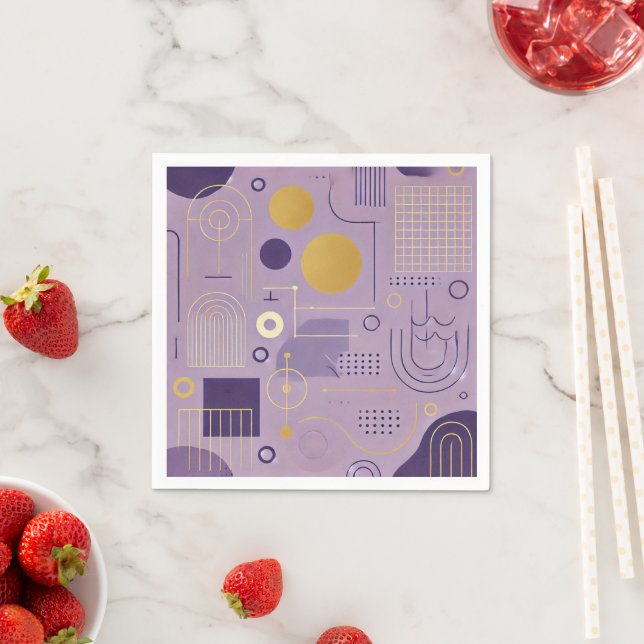 Decoupage för lila & Guld Scandinavian Mönster Pappersservett (Insitu)