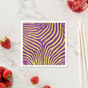 Decoupage för lila och Guld Zebra ränder Mönster Pappersservett