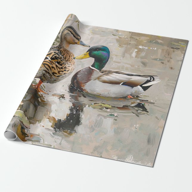 Decoupage för målning av anka och Mallard Wildlife Presentpapper (Utrullad)