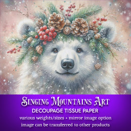 Decoupage för Polarna Winter Holly Krona