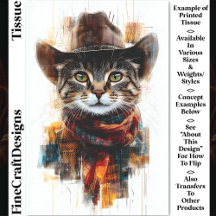 Decoupage för vilda western Cowboy Cat, Hat & Scar