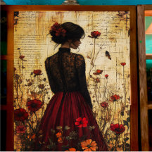 Decoupage för vintage i Snöre Dam