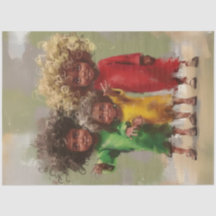 Decoupage Glatt Curly Healy Children in Red