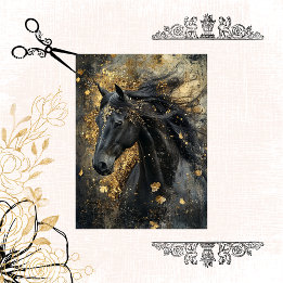 Decoupage Golden Majesty Black Stallion