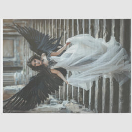 Decoupage Gothic Bra Angel White Dress Black Vinge