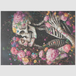 Decoupage Gothic Skeleton Adorto with Flowers