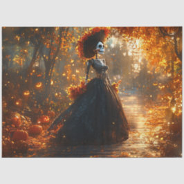 Decoupage Gothic Skeleton Elaborate Black Dress