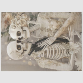 Decoupage Gothic White Glass Skeleton Couple Wed