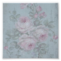 Decoupage,grått teal, blommigt,shabby chic,land Ru