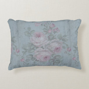 Decoupage,grått teal, blommigt,shabby chic,land Ru Prydnadskudde