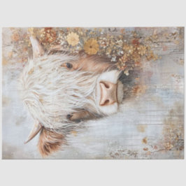 Decoupage Highland Cow Hazel Wildblommor
