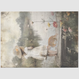 Decoupage Lil Girl Straw Hat Dock of Sjö & Cat